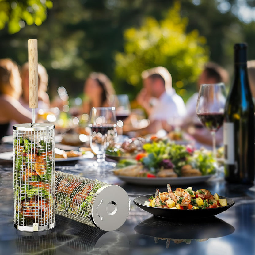 SIZZLEFLOW – BBQ Grill Basket for Smooth Flipping & Cooking Control