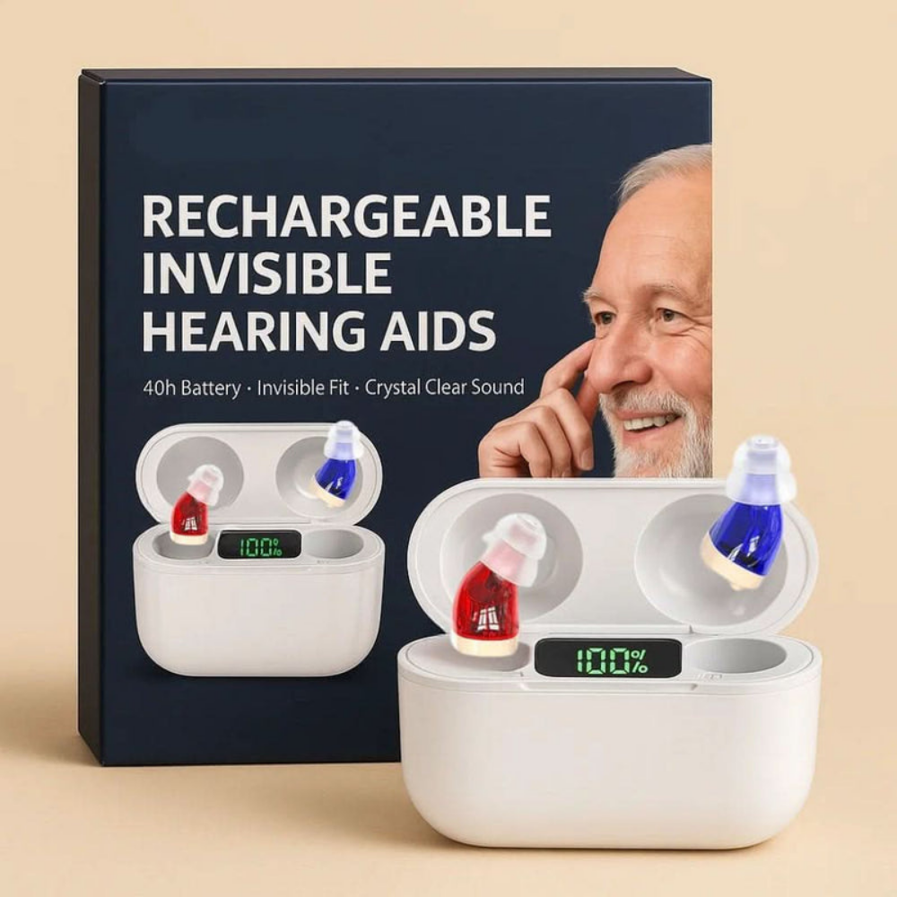 AURACLAR – Rechargeable Invisible Hearing Aid Earbuds Set