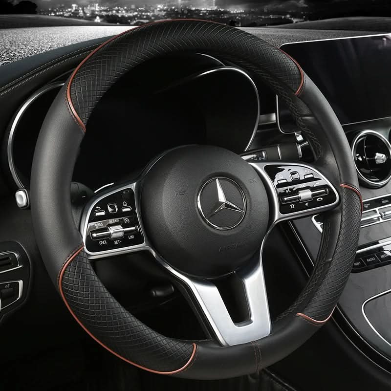 LUXSTEER – Premium Steering Wheel Cover – Diamond-textured faux leather grip cover for enhanced comfort, control, and stylish interior upgrade