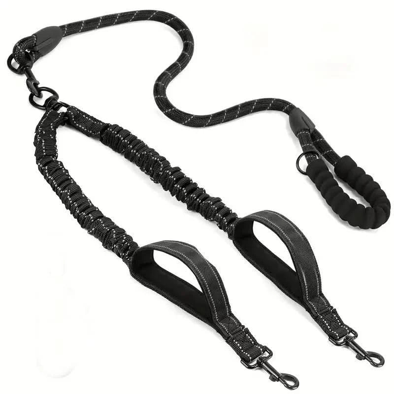 TWISTFREE - Dual dog leash with 360° swivel connector, shock absorption, and reflective safety for tangle-free walks
