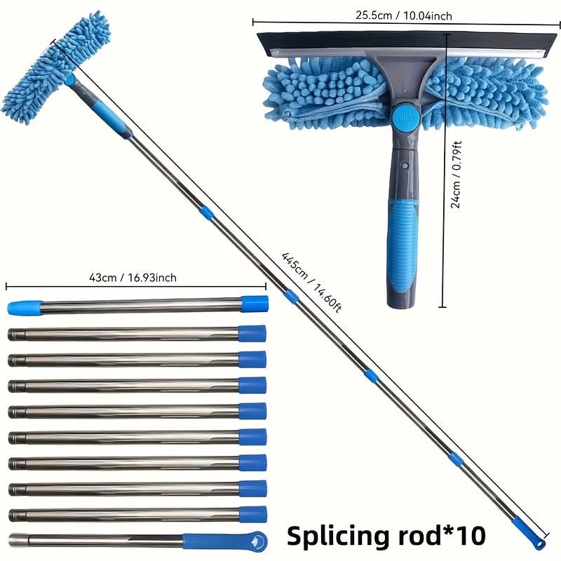 Extendable High Window Cleaning Kit - 2-in-1 Squeegee & Washer Tools 5