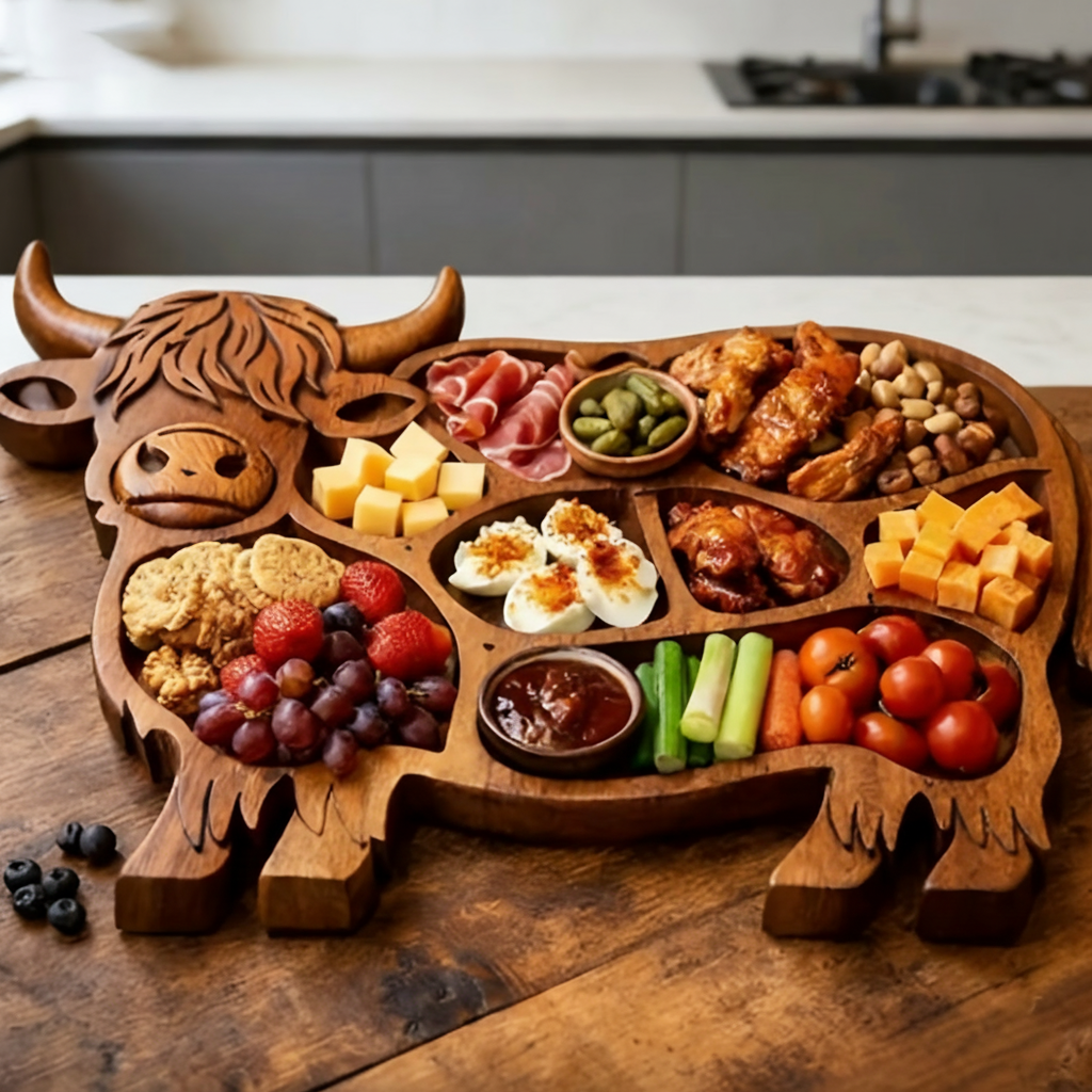 Farmhouse Feast - Large Cow-Shaped Charcuterie Board for Meat and Cheese 4