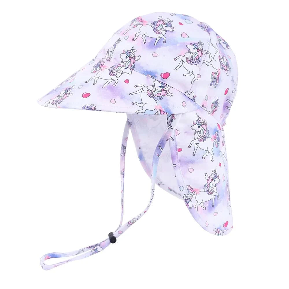 Kids Summer Bucket Hat with Shawl - Quick Dry Cartoon Sun Cap for Ages 1-3 16