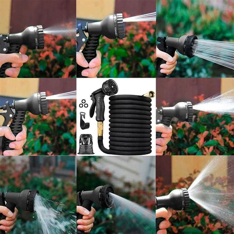 STRETCHFLOW - 100FT expandable garden hose with 8 spray patterns for flexible outdoor watering00FT Expandable Garden Hose for Easy Watering & 8 Spray Patterns