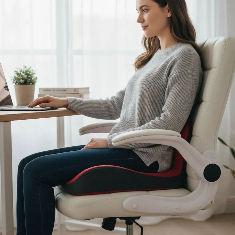 LUMBORELAX – Orthopedic Memory Foam Seat Cushion – L-shaped ergonomic cushion for back, spine, and tailbone pressure relief during sitting