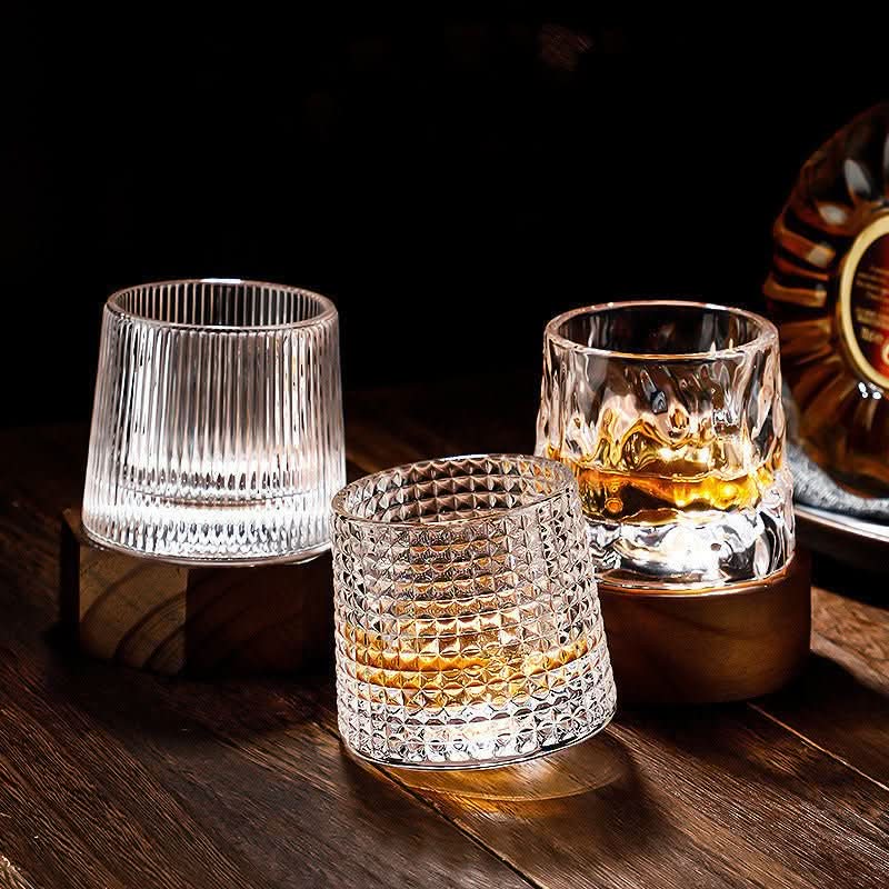 SPINSPIRIT – Rotating Crystal Whiskey Glass Set