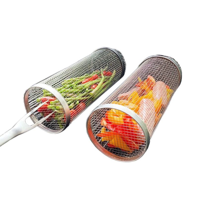 FLAMECAGE - 360° rotating stainless steel grill basket for even BBQ cooking