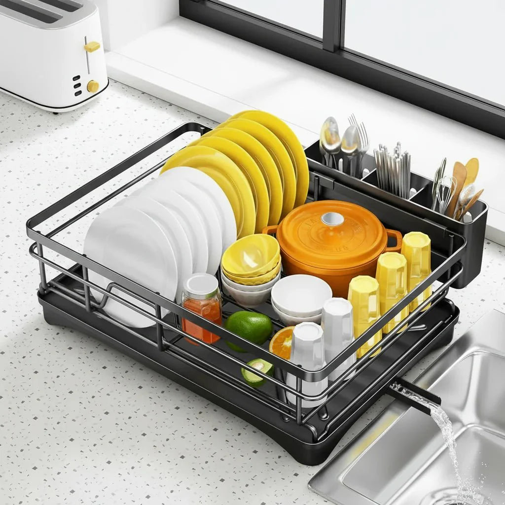 FLOWVA – Dish Drying Organizer with Practical Drip Tray Design