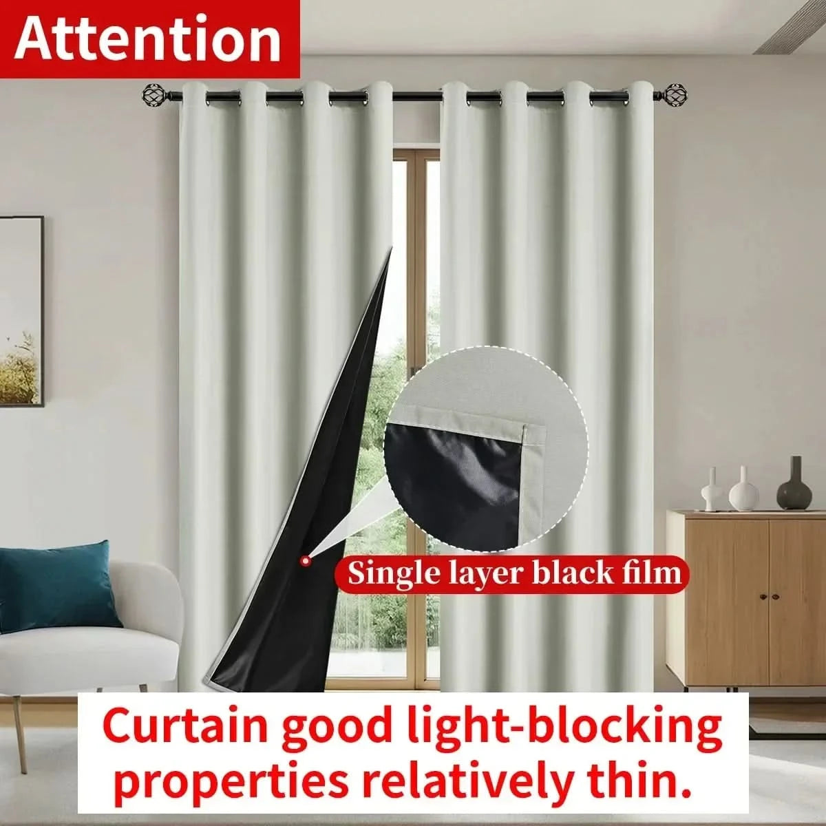 DARKLUX - Modern 100% blackout curtains with thermal coated lining for privacy and comfort