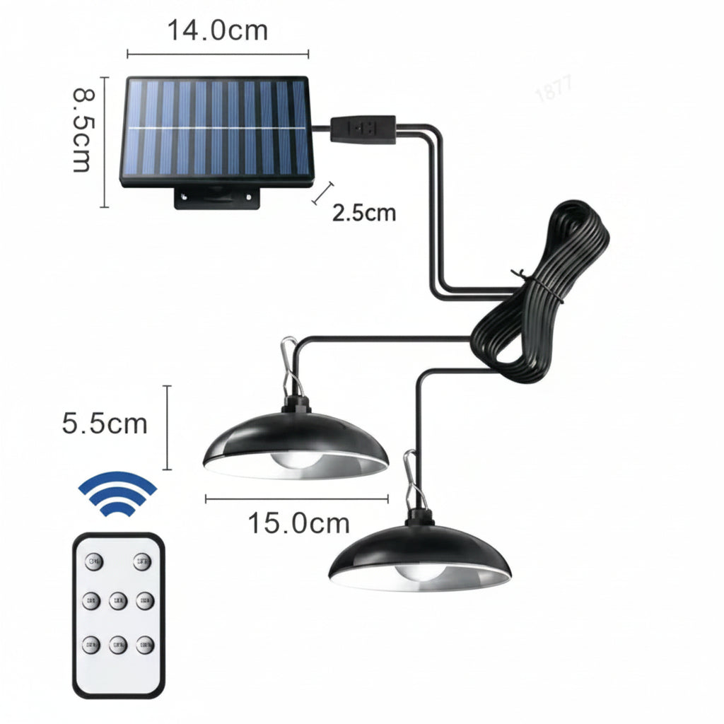 STABLEGLOW – Dual Head Solar Pendant Lamp