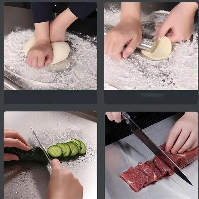 CHEFBOARD - Durable stainless steel food prep board with integrated edge and non-slip feet