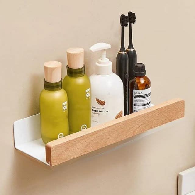 WOODSHELF – Bathroom Wall Shelf – Wood Finish Storage Rack