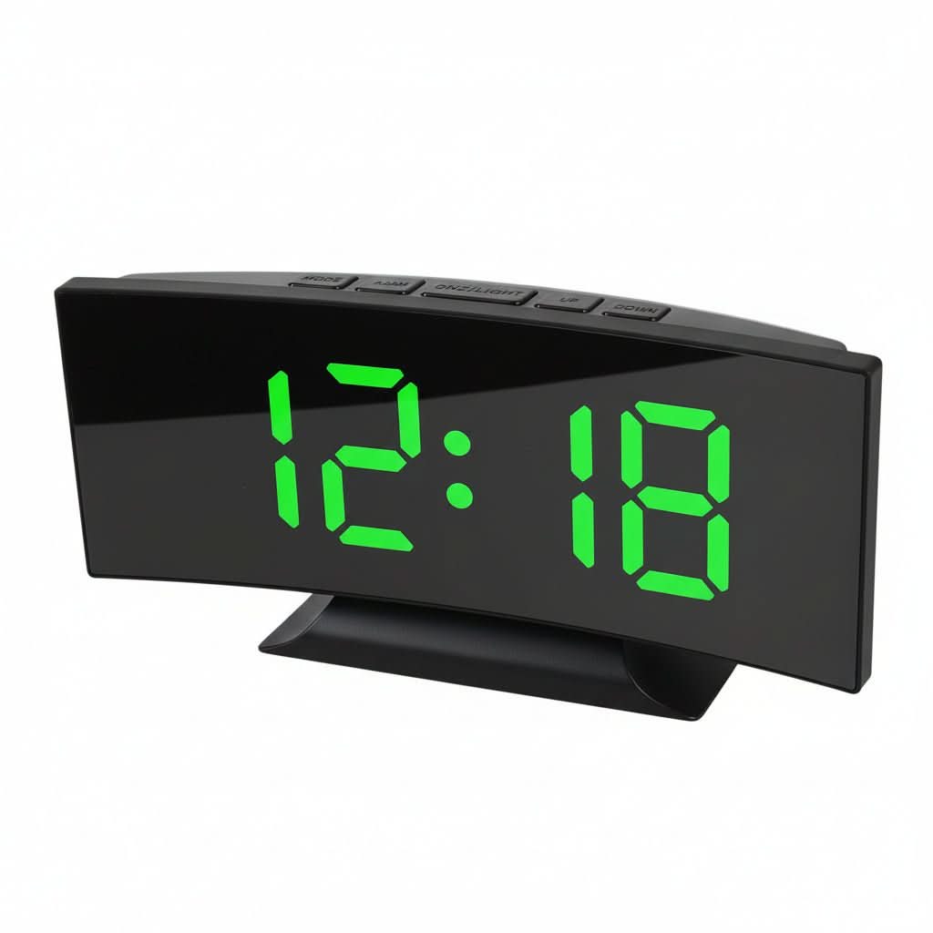 NIGHTLITE – Digital Alarm Clock – Slim LED quiet bedroom wake alarm