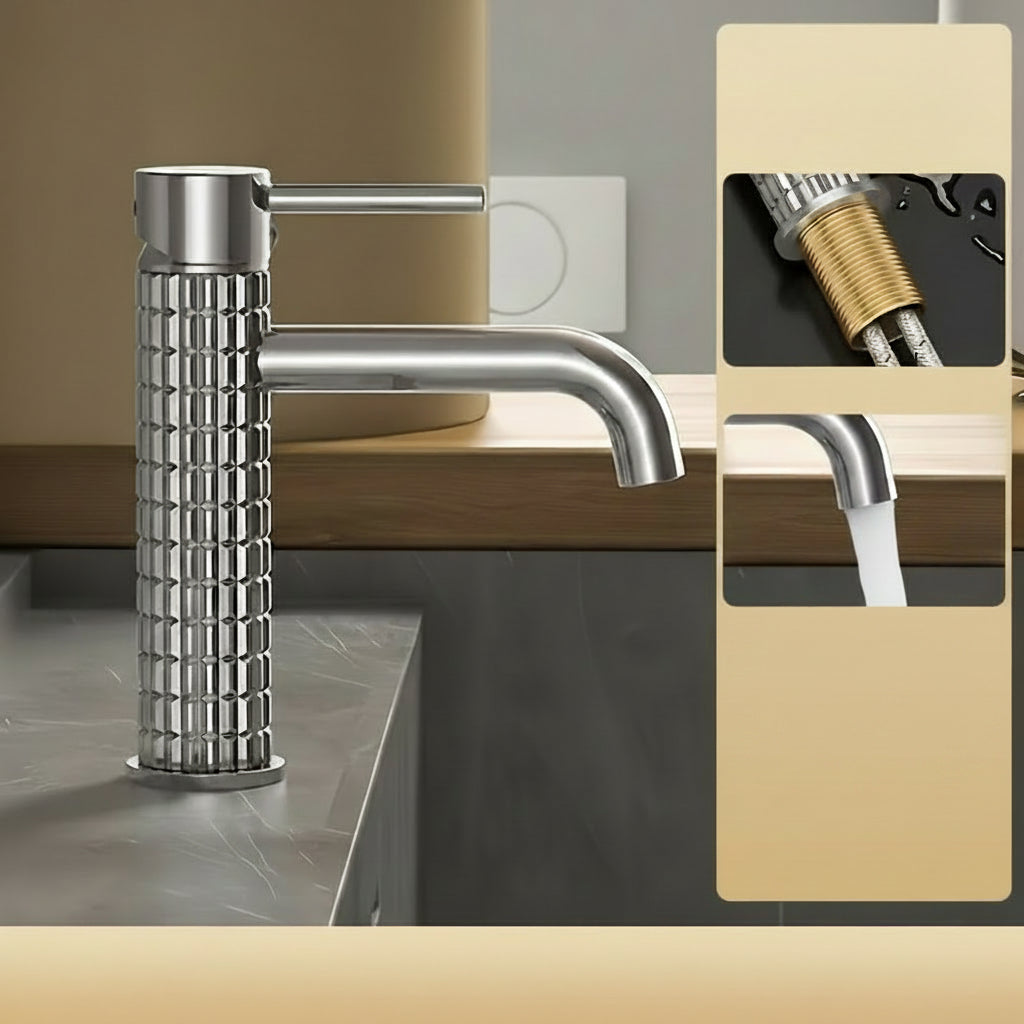 BRAVION - Grifo de lavabo de latón con agua caliente y fría