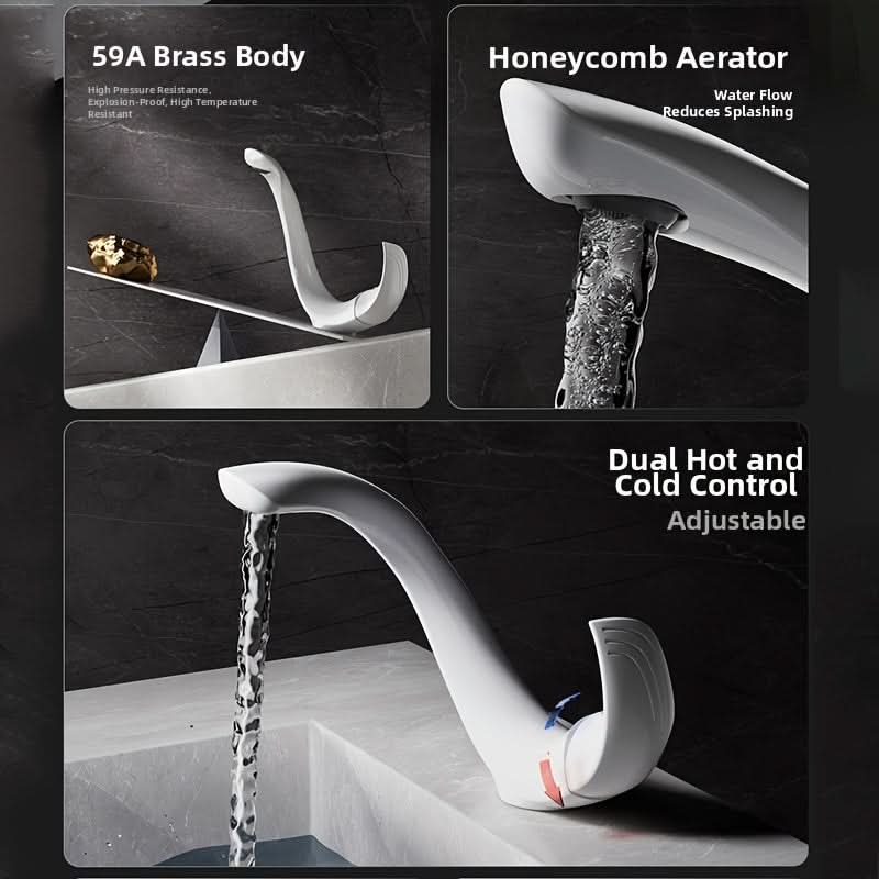 CURVORA - White C-Shaped Basin Faucet