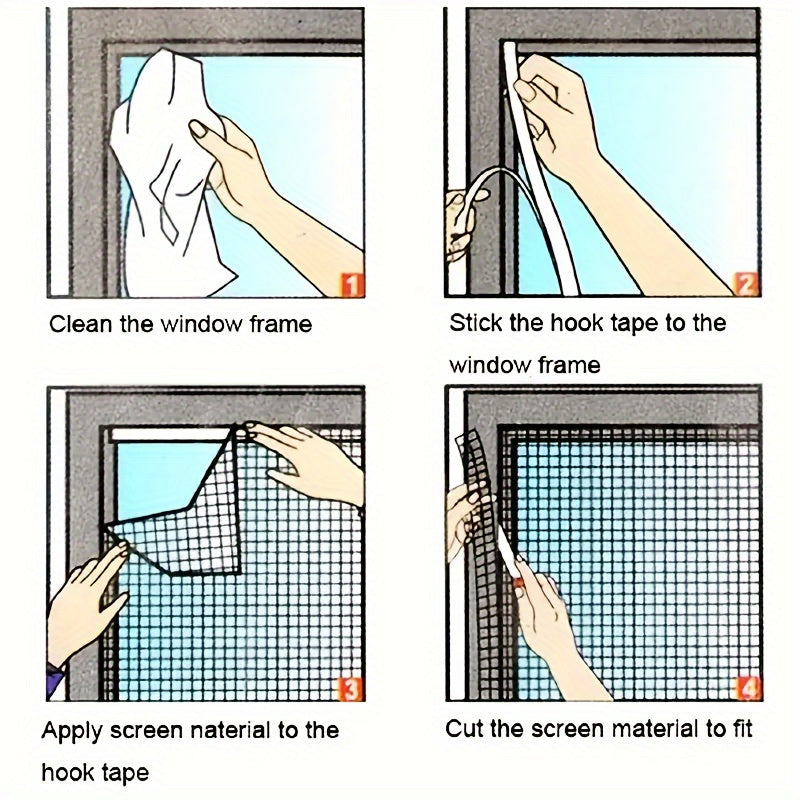AIRMESH - Self-adhesive mosquito window net kit for insect protection and airflow