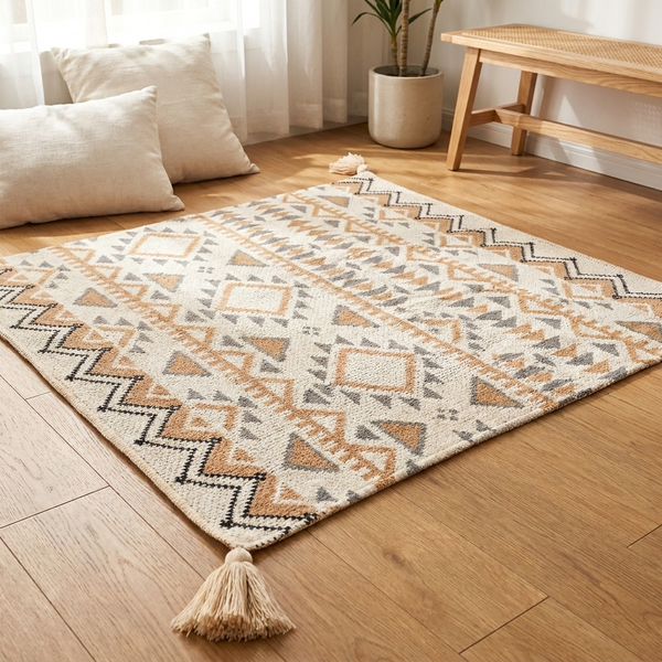 FRINGELLE – Geometric Fringe Blanket for Cozy Decorative Flair