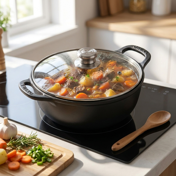 SIMMERVA – Schmortopf mit Glasdeckel für entspanntes Kochen zu Hause