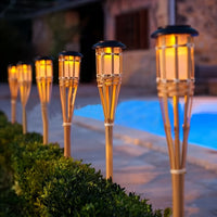 TIKIGLOW - Solar bamboo LED flame lights for warm outdoor ambiance and garden décor