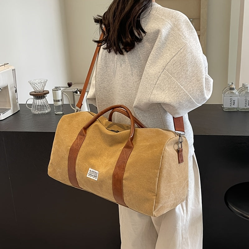 DUFFELLIVA – Washed Vintage Weekender Bag with Multi-Purpose Storage