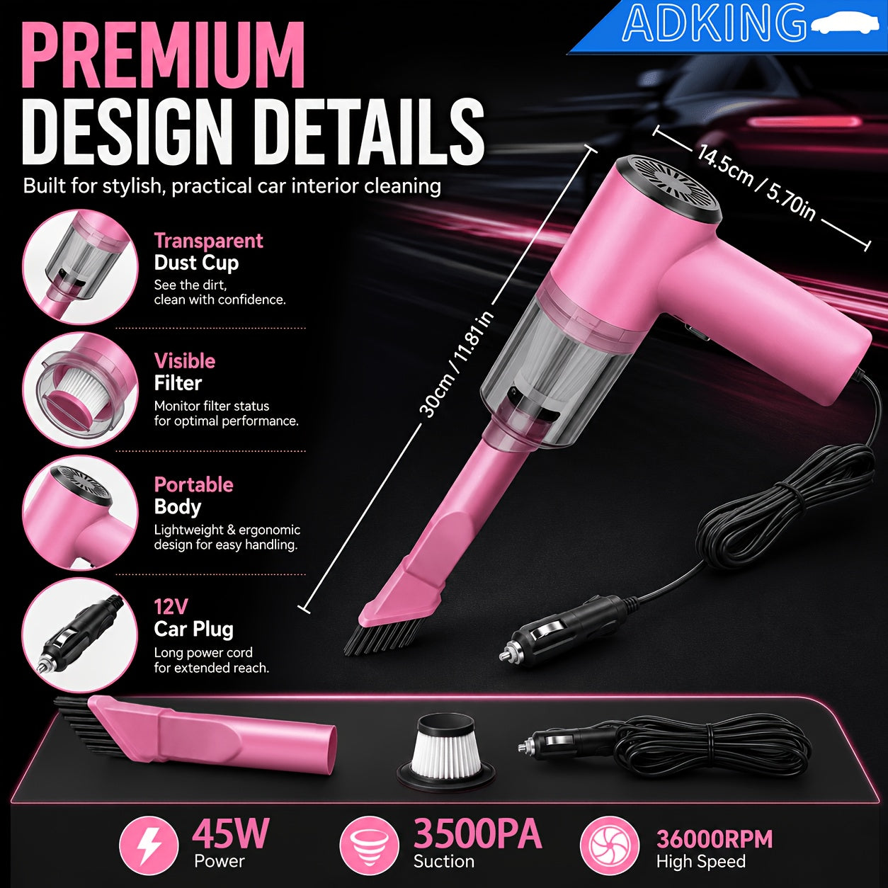 VACUPRO – Handheld 12V Vacuum Cleaner