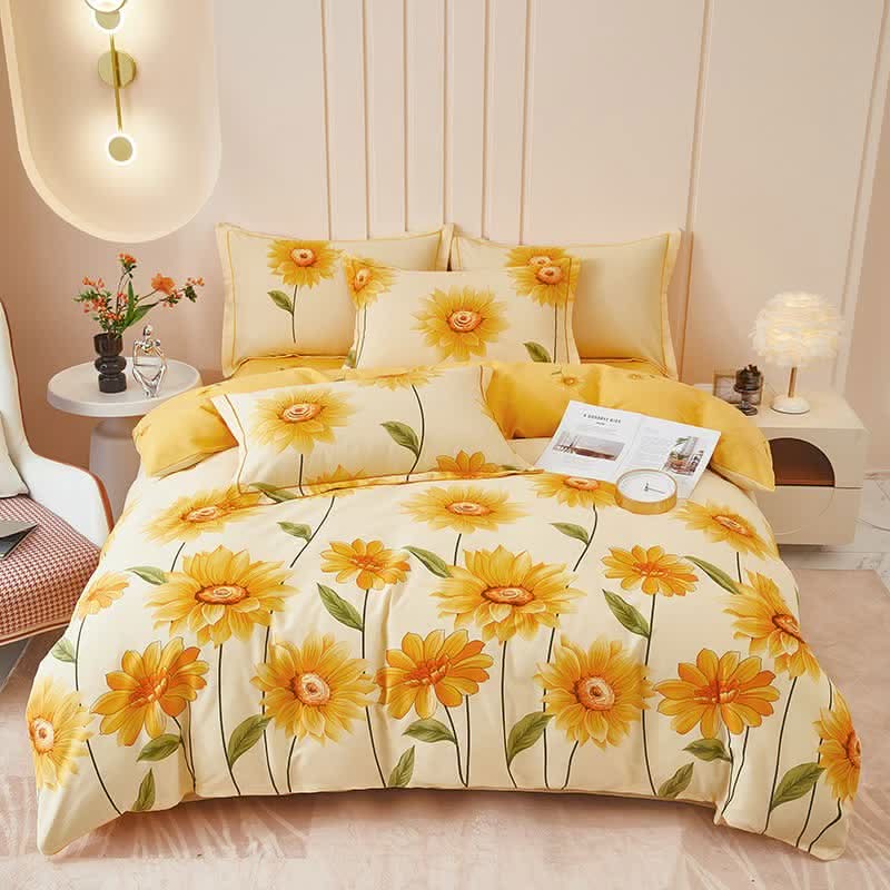 BLOOMELSA – Sunflower Reversible Bedding Set for Versatile Floral Styling