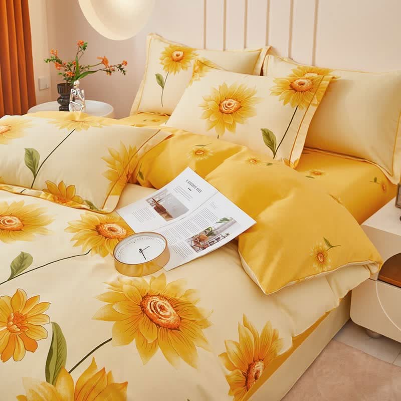 BLOOMELSA – Sunflower Reversible Bedding Set for Versatile Floral Styling