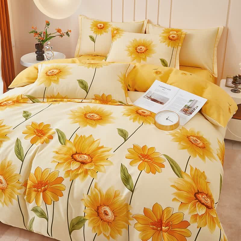 BLOOMELSA – Sunflower Reversible Bedding Set for Versatile Floral Styling