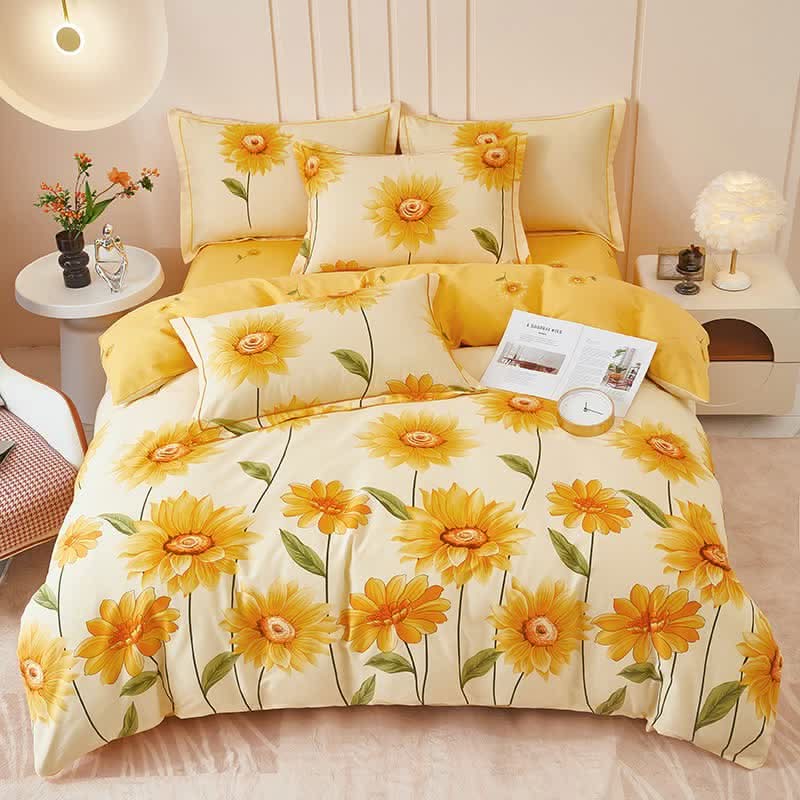 BLOOMELSA – Sunflower Reversible Bedding Set for Versatile Floral Styling