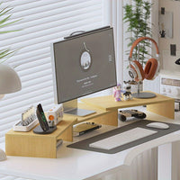 MONITRAX - Adjustable dual monitor mount with laptop tray and workspace organizer for ergonomic productivity
