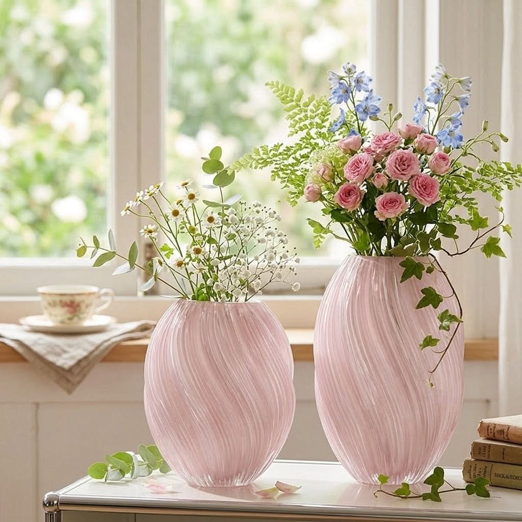 RIBBELLE – Riflet glasvase til malt med skulpturel elegance i hjemmet