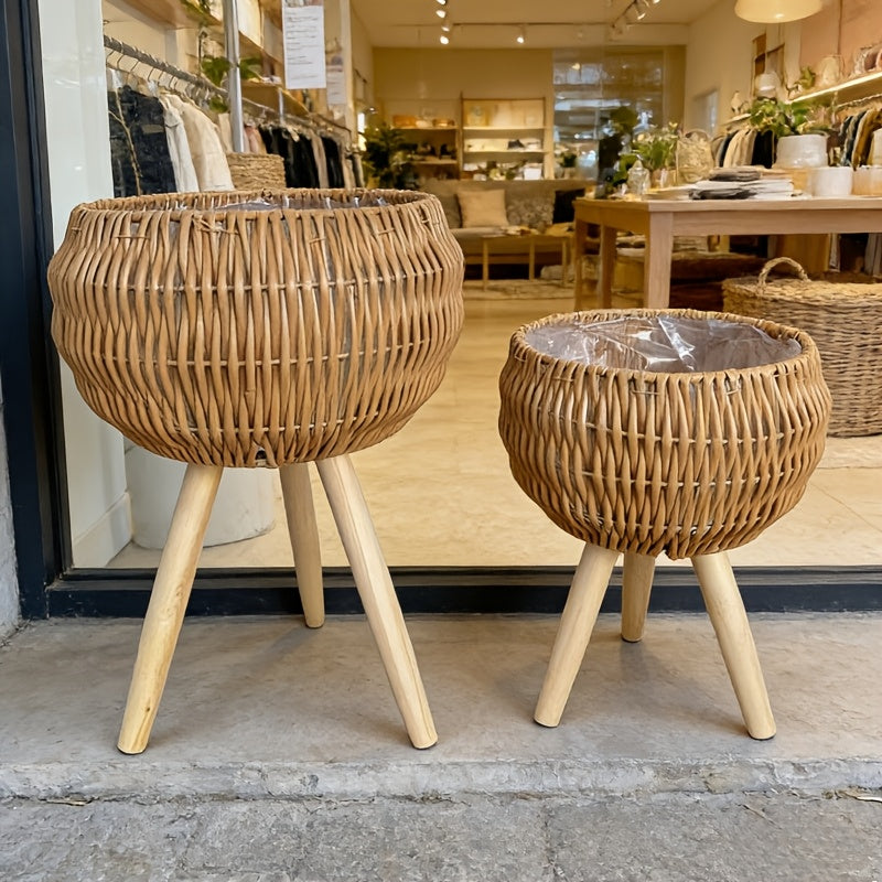 RATTANLUX – Boho Basket Planter Set for Indoor Greenery Styling