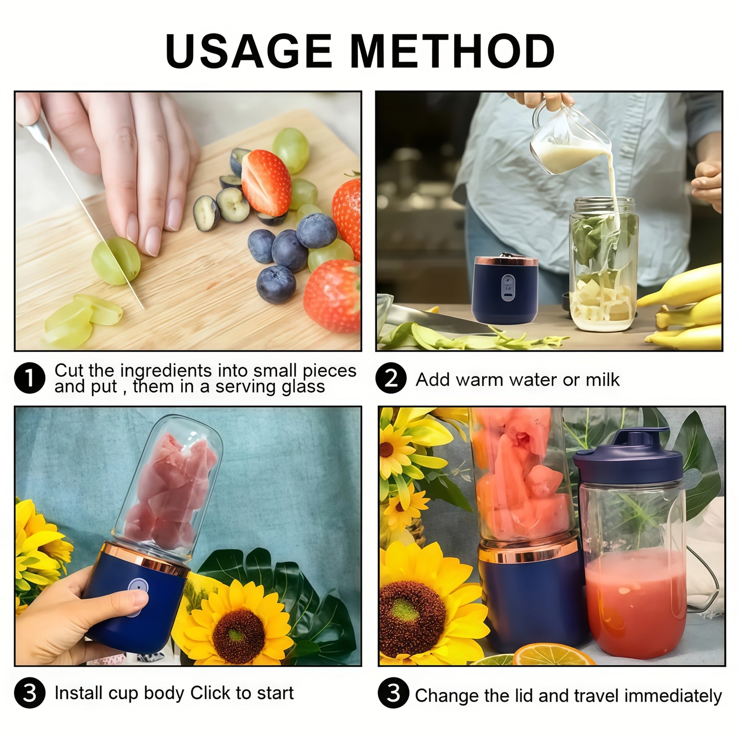 FRUITWAVE – USB Rechargeable Juicing Cup for Outdoor and Office Use