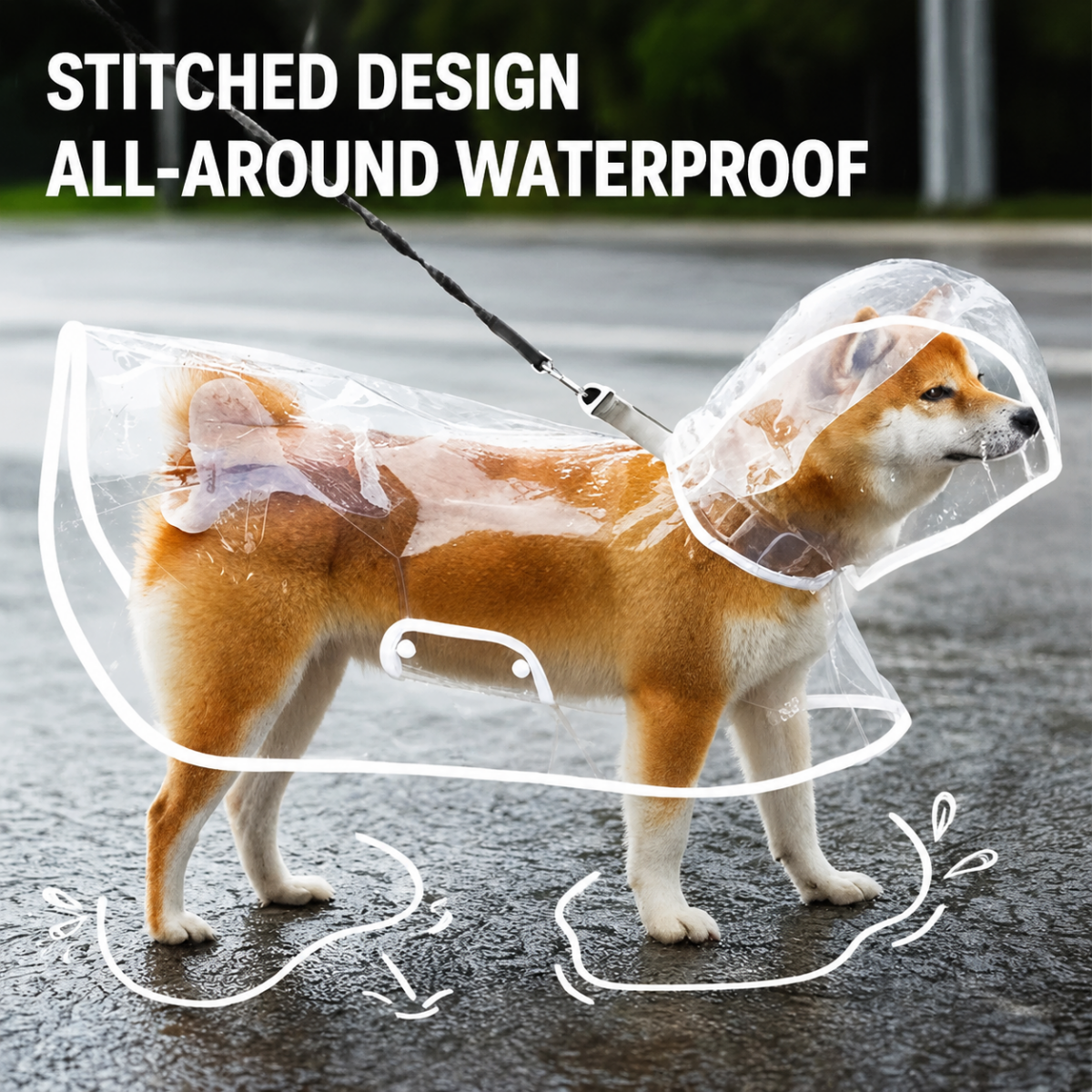 RAINPAWS – Impermeable para perros con capucha, para paseos cómodos bajo la lluvia