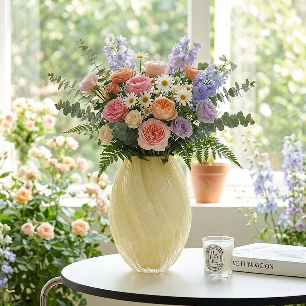 RIBBELLE – Riflet glasvase til malt med skulpturel elegance i hjemmet
