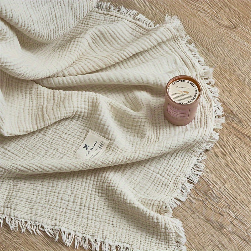 FRINGELIVA – Elegant Fringe Blanket for Stylish Home Relaxation