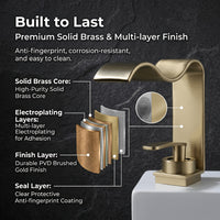 BRASSWAVE - Brushed Brass Waterfall Basin Faucet