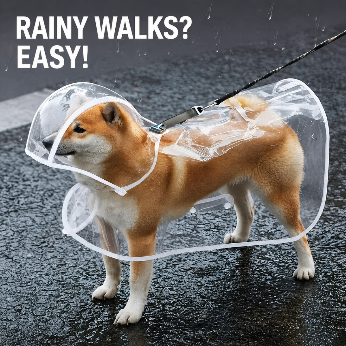 RAINPAWS – Impermeable para perros con capucha, para paseos cómodos bajo la lluvia