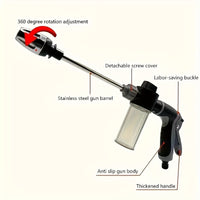 AQUAFORCE - High-pressure garden water gun with foam cannon and long handle sprayer for powerful outdoor cleaning