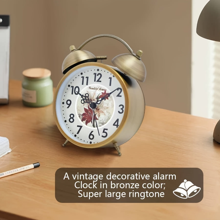 TIMEBELL - Scandinavian vintage luminous twin bell alarm clock with classic metal design
