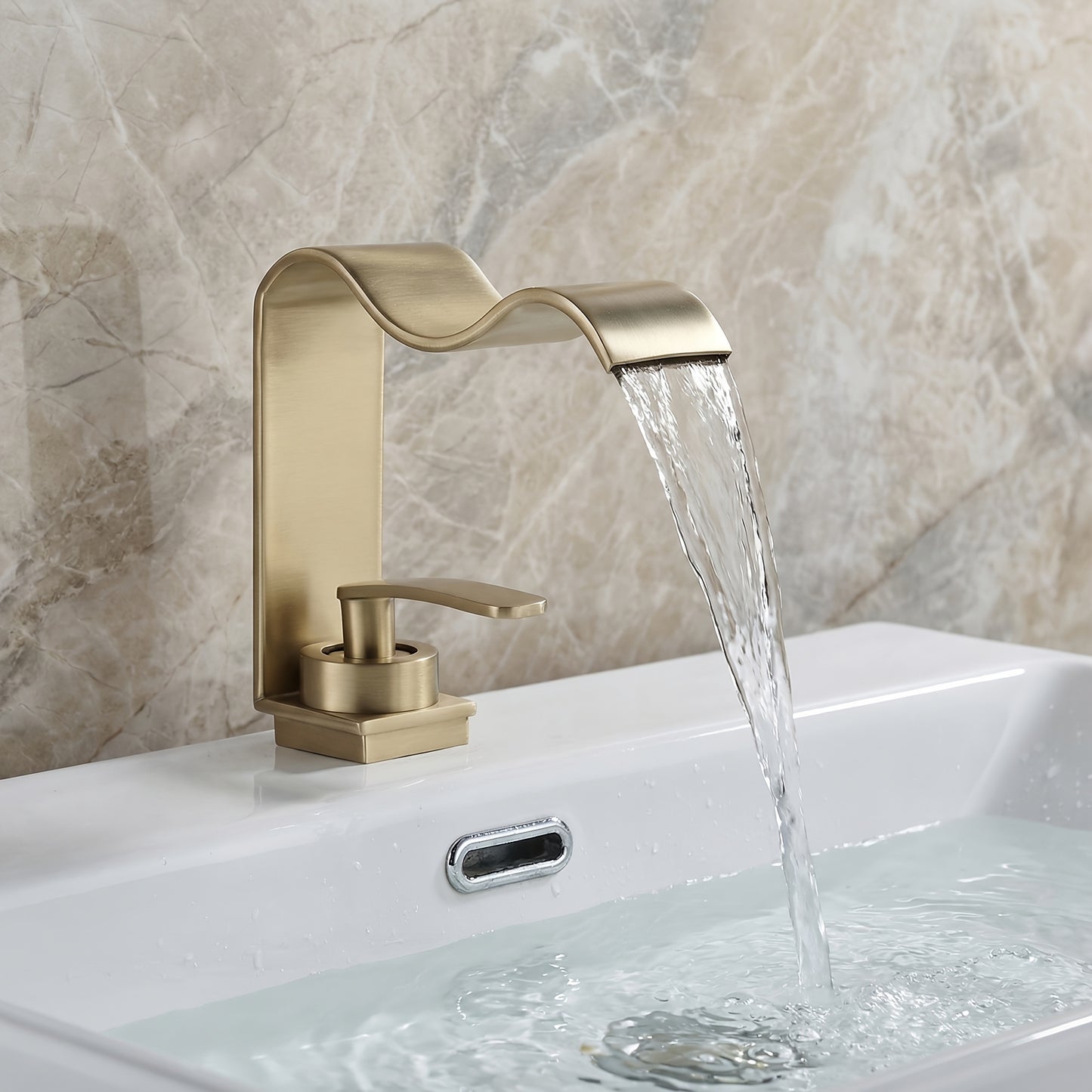 BRASSWAVE - Brushed Brass Waterfall Basin Faucet