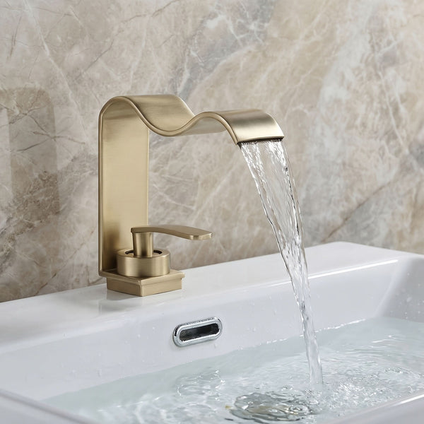 BRASSWAVE – Gebürstete Messing-Wasserfall-Beckenarmatur