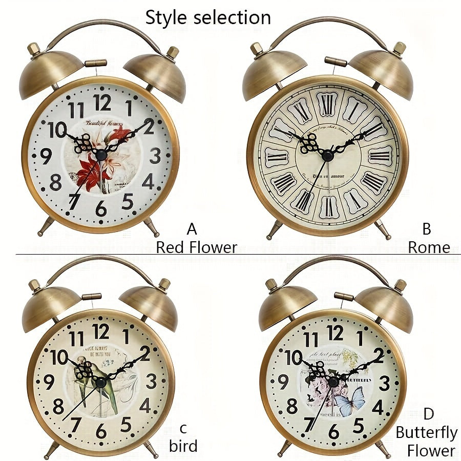 TIMEBELL - Scandinavian vintage luminous twin bell alarm clock with classic metal design