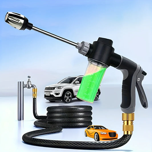 AQUAFORCE - High-pressure garden water gun with foam cannon and long handle sprayer for powerful outdoor cleaning