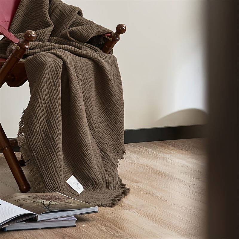 FRINGELIVA – Elegant Fringe Blanket for Stylish Home Relaxation