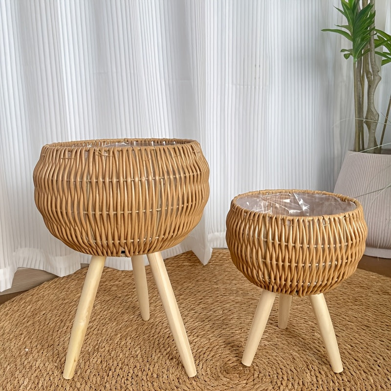 RATTANLUX – Boho Basket Planter Set for Indoor Greenery Styling