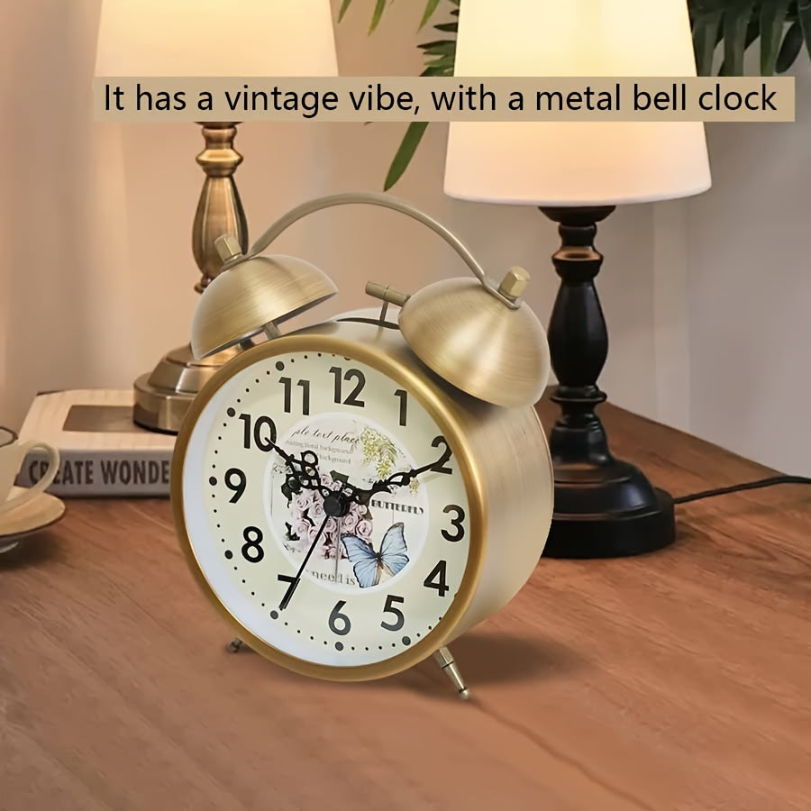 TIMEBELL - Scandinavian vintage luminous twin bell alarm clock with classic metal design