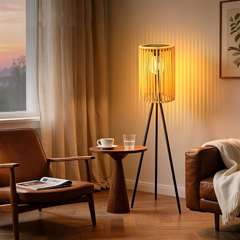 RATTANORA – Handwoven Solar Floor Lamp