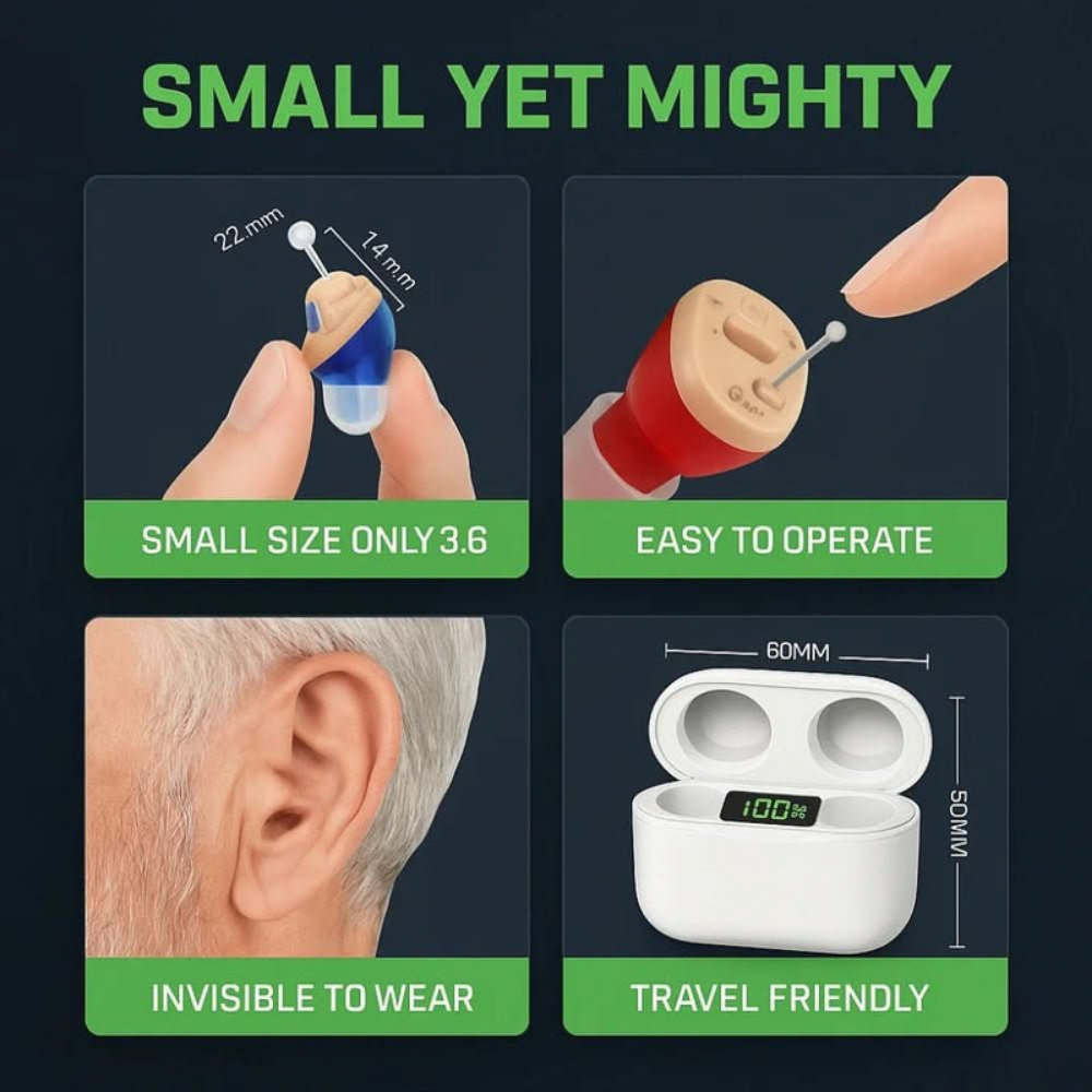 AURACLAR – Rechargeable Invisible Hearing Aid Earbuds Set