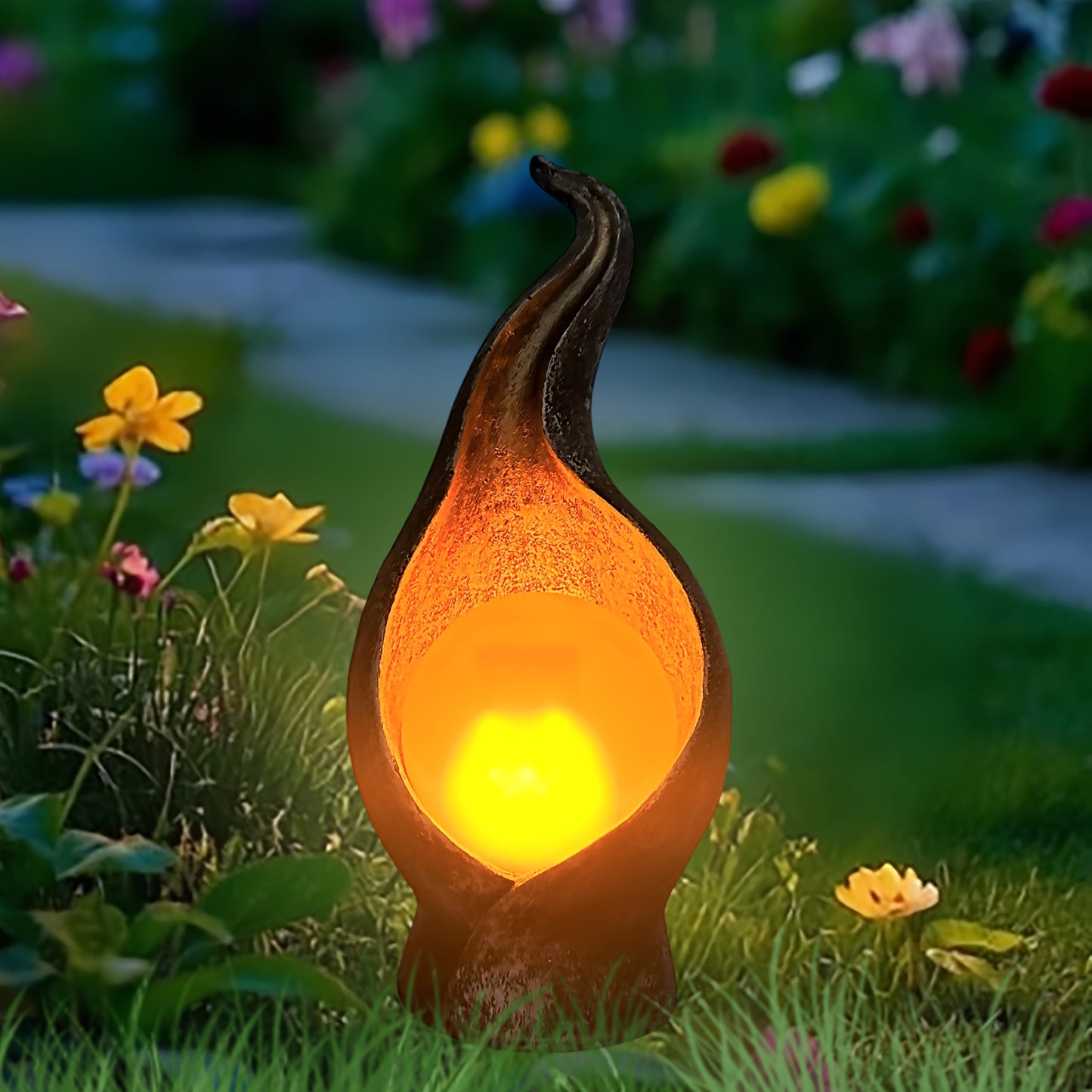 FLAMESTATUE – Solar Flame Garden Lamp
